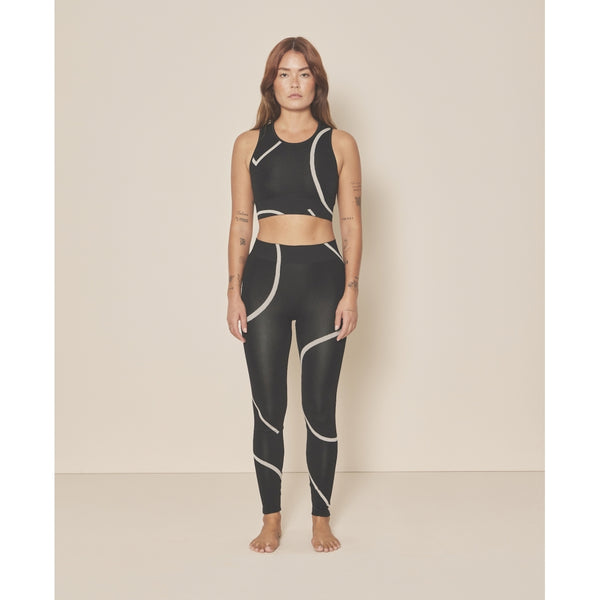 Moonchild Yoga Wear Loud Logo Crop Top - Black / Sustained Grey