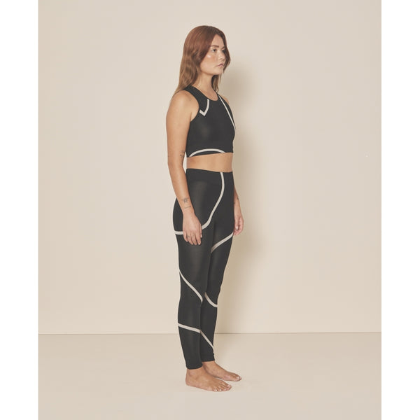 Moonchild Yoga Wear Loud Logo Crop Top - Black / Sustained Grey