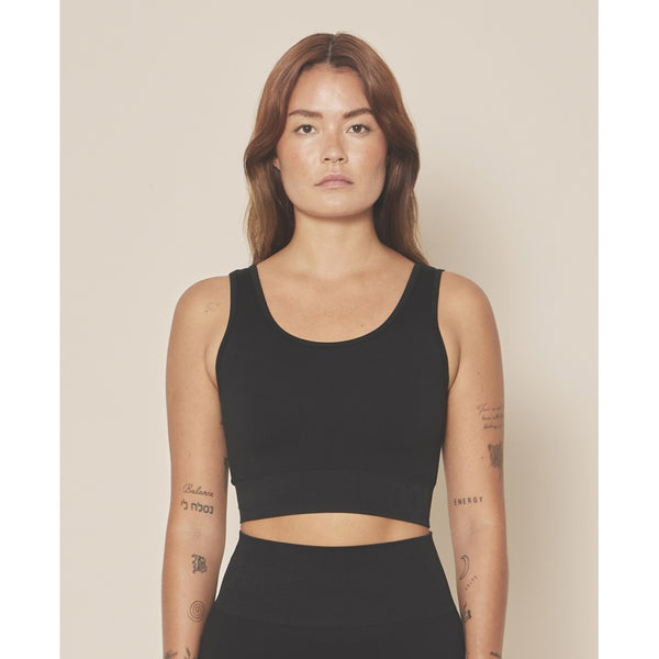 moonchild yoga wear Soft Rib Seamless Crop Top - Black Iris