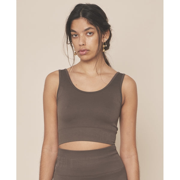 moonchild yoga wear Soft Rib Seamless Crop Top - Storm