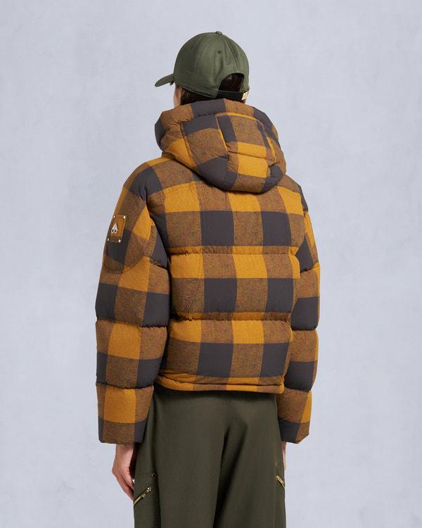 Moose Knuckles AKAI CROPPED PUFFER BUTTERSCOTCH PLAID/ESPRESSO