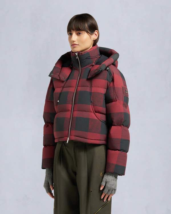Moose Knuckles AKAI CROPPED PUFFER SUMAC BLACK PLAID/BLACK