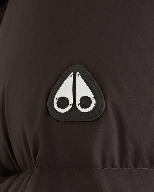 Moose Knuckles BELLE DUNE SHORT SHEARLING TRIM PUFFER ESPRESSO