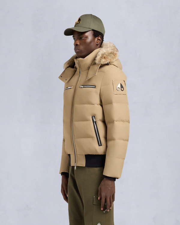 Moose Knuckles CLOUD SHEARLING TRIM BOMBER JACKET DUNE/BRONZE