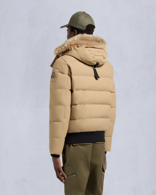 Moose Knuckles CLOUD SHEARLING TRIM BOMBER JACKET DUNE/BRONZE
