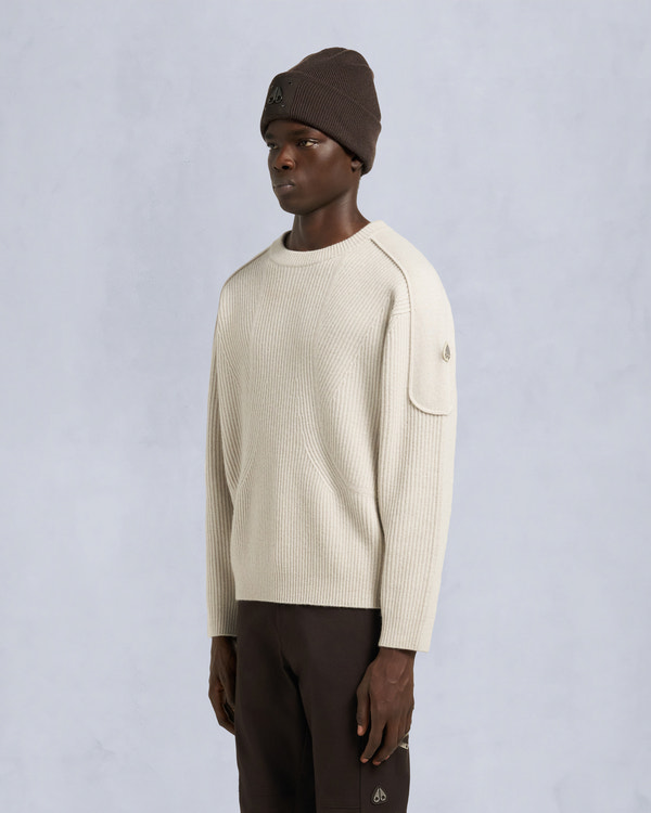 Moose Knuckles COLSON CREWNECK SWEATER ALABASTER MELANGE