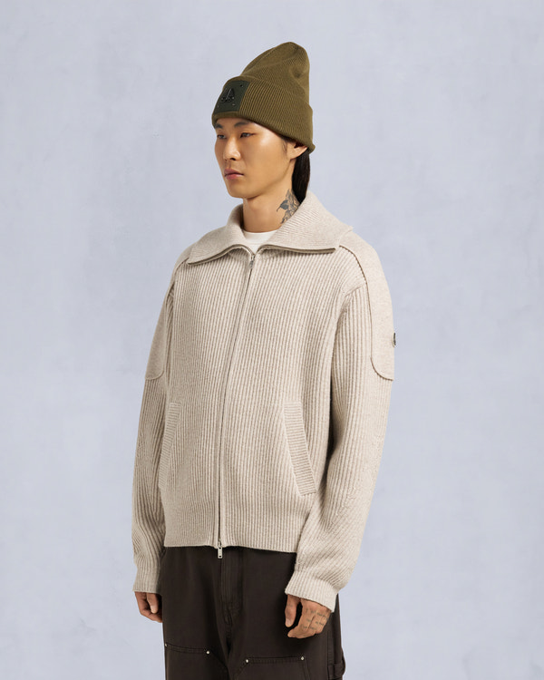Moose Knuckles COLSON FULL-ZIP SWEATER ALABASTER MELANGE