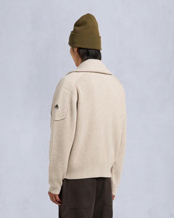 Moose Knuckles COLSON FULL-ZIP SWEATER ALABASTER MELANGE