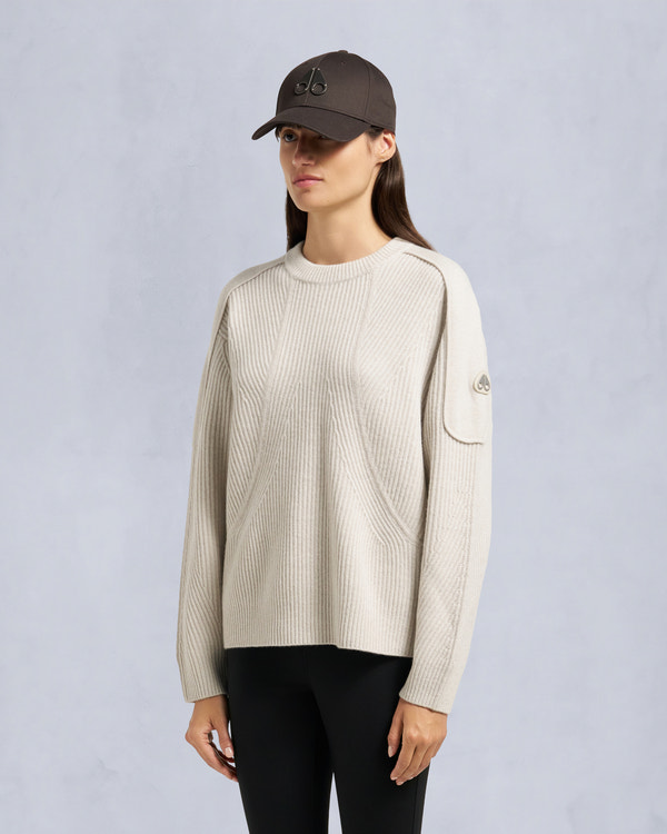 Moose Knuckles CORINA CREWNECK SWEATER ALABASTER MELANGE