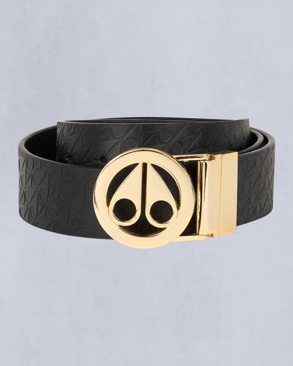 moose knuckles GOLD SERIES CIRCULAR LOGO ICON BELT GOLD
