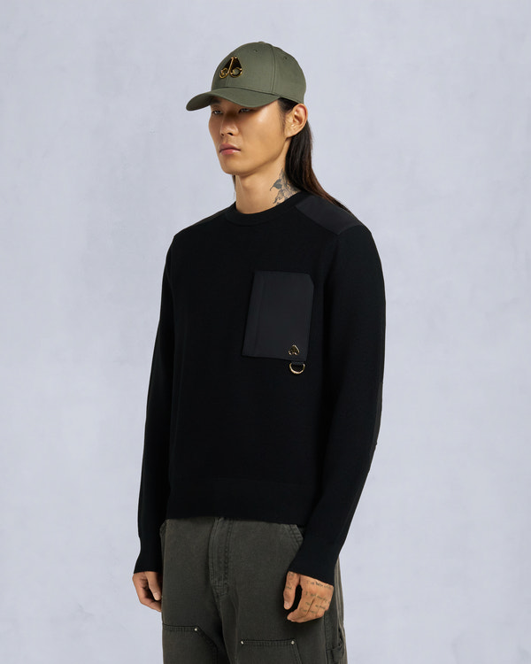 Moose Knuckles GOLD SERIES ELOWAN CREWNECK SWEATER BLACK