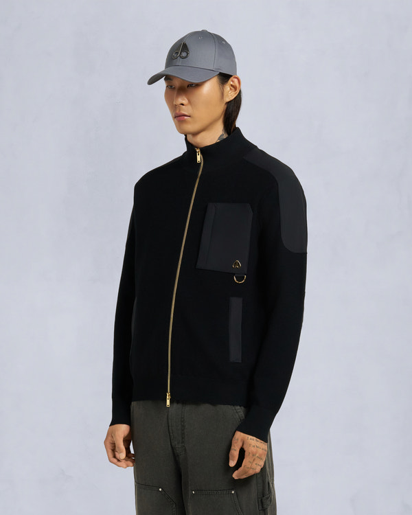 Moose Knuckles GOLD SERIES ELOWAN FULL-ZIP SWEATER BLACK
