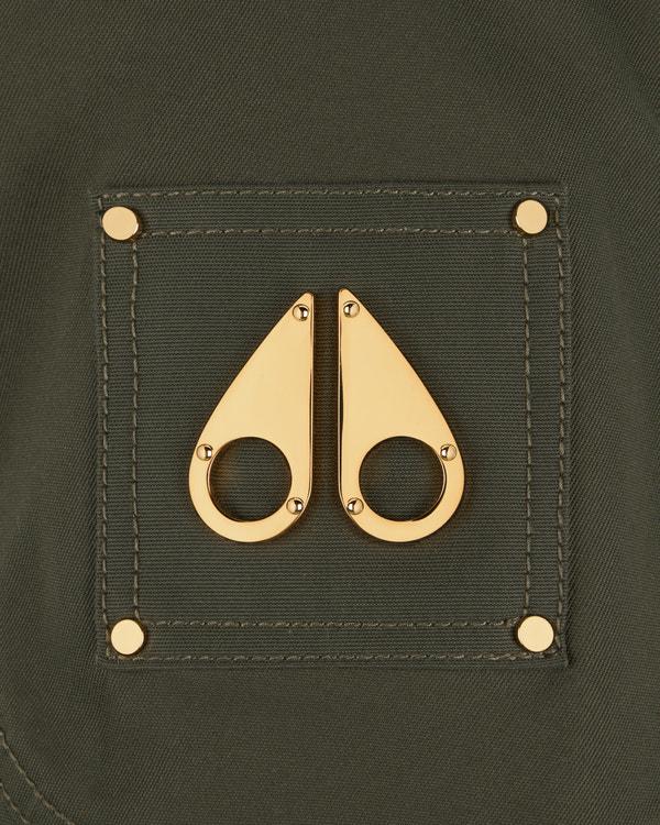 Moose Knuckles GOLD SERIES LOGAN SHEARLING TRIM BOMBER JACKET DARK OLIVE/MOSS