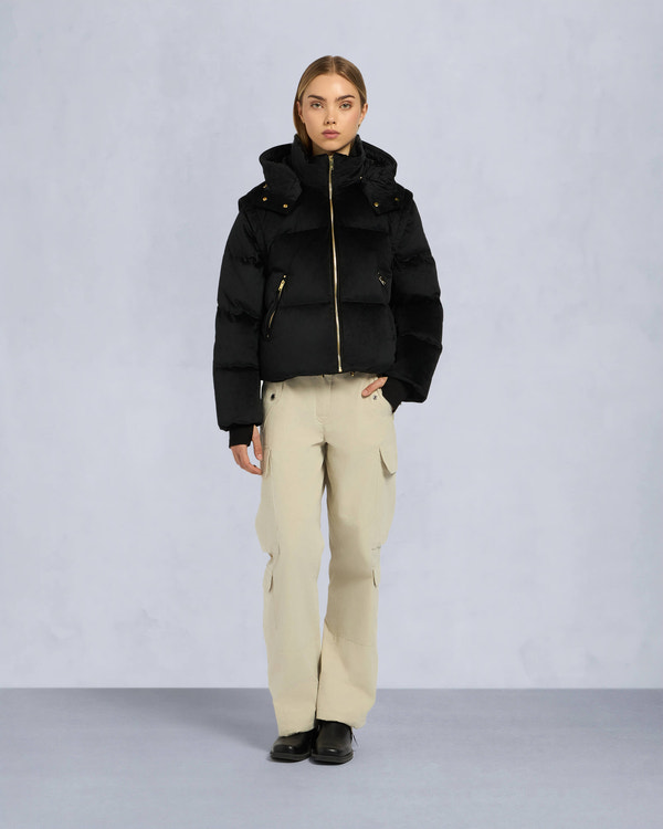 moose knuckles GOLD SERIES MISTI VELOUR PUFFER BLACK