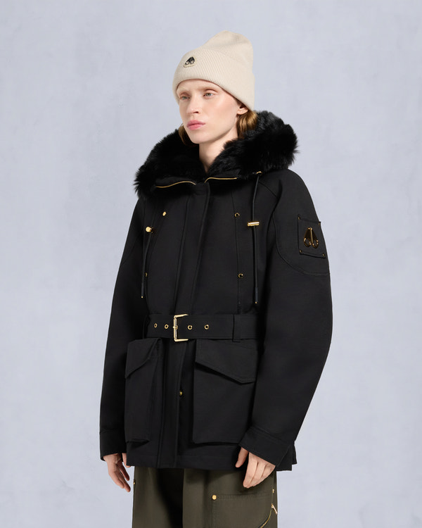Moose Knuckles GOLD SERIES NOVA SHEARLING TRIM 3Q JACKET BLACK/BLACK