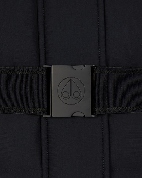 Moose Knuckles GOLD SERIES NYLUXE CAMBRIA SHEARLING TRIM JACKET BLACK/BLACK