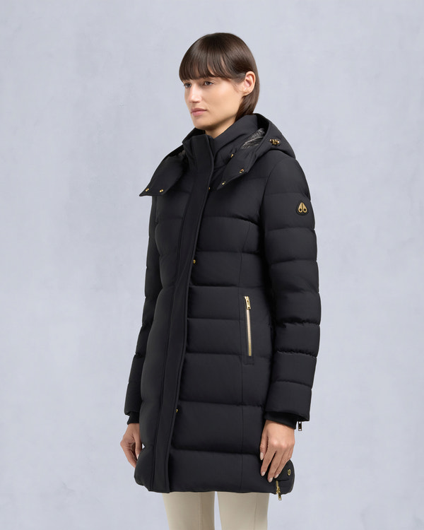 Moose Knuckles GOLD SERIES NYLUXE WATERSHED SHEARLING TRIM PARKA BLACK/BLACK