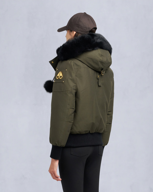 Moose Knuckles GOLD SERIES ORIGINAL SAINTE FLAVIE BOMBER JACKET DARK OLIVE/BLACK