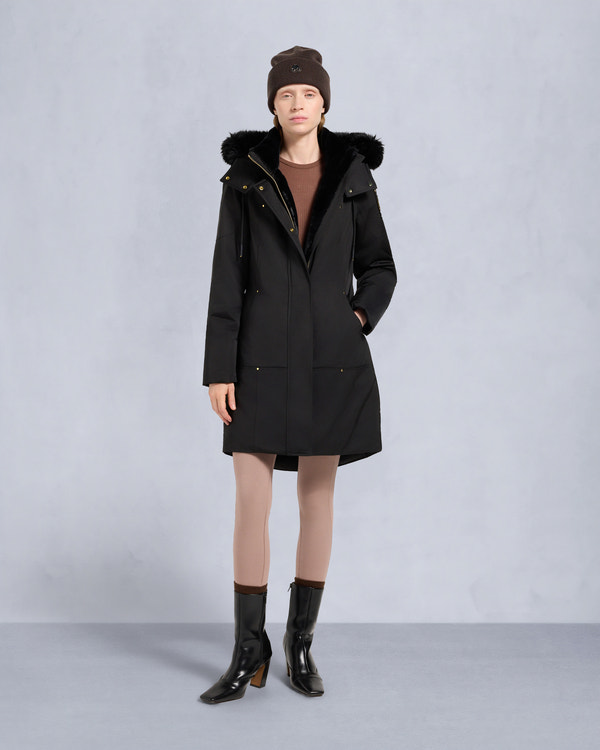 moose knuckles GOLD SERIES SATIN STIRLING PARKA BLACK