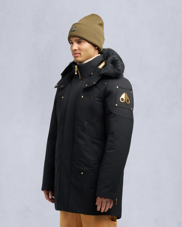 Moose Knuckles GOLD SERIES SHEARLING TRIM STIRLING PARKA BLACK/BLACK