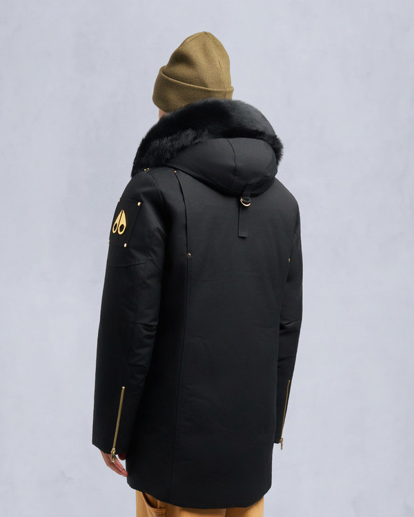Moose Knuckles GOLD SERIES SHEARLING TRIM STIRLING PARKA BLACK/BLACK