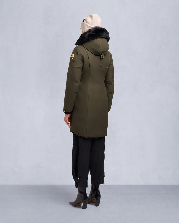 Moose Knuckles GOLD SERIES STIRLING SHEARLING TRIM PARKA DARK OLIVE/BLACK