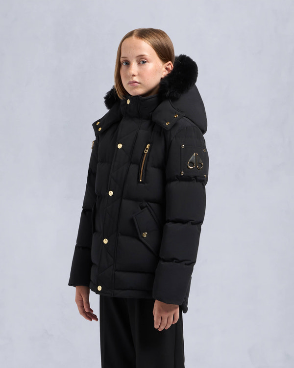 Moose Knuckles KIDS UNISEX ORIGINAL GOLD SERIES SHEARLING TRIM 3Q JACKET BLACK/BLACK
