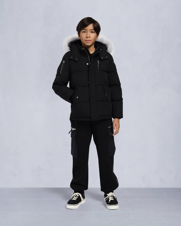 moose knuckles KIDS UNISEX ORIGINAL SHEARLING TRIM 3Q JACKET BLACK/NATURAL