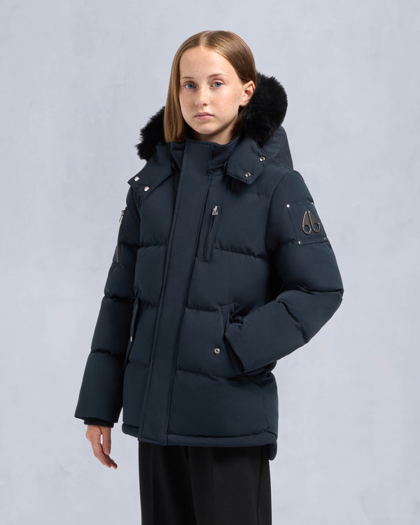 Moose Knuckles KIDS UNISEX ORIGINAL SHEARLING TRIM 3Q JACKET NAVY/BLACK