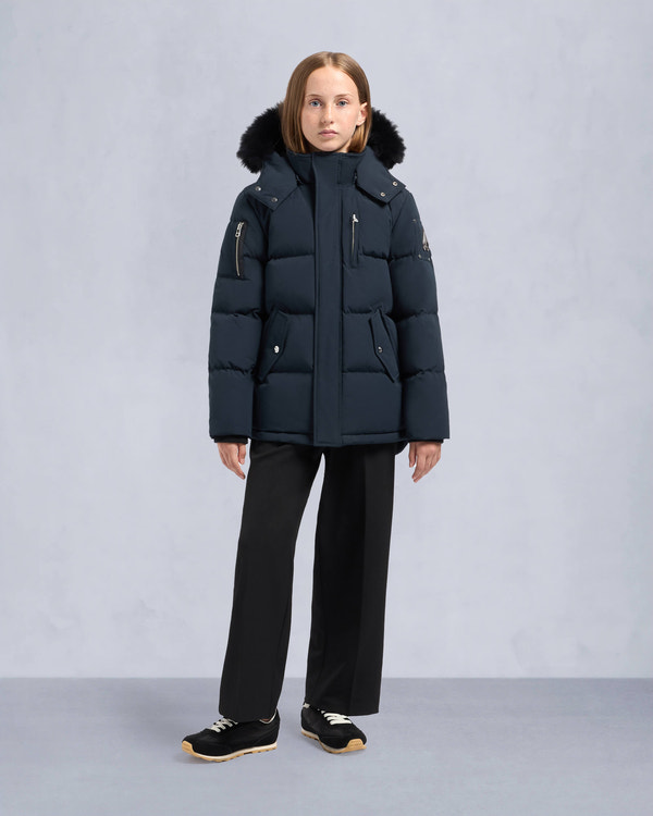 moose knuckles KIDS UNISEX ORIGINAL SHEARLING TRIM 3Q JACKET NAVY/BLACK