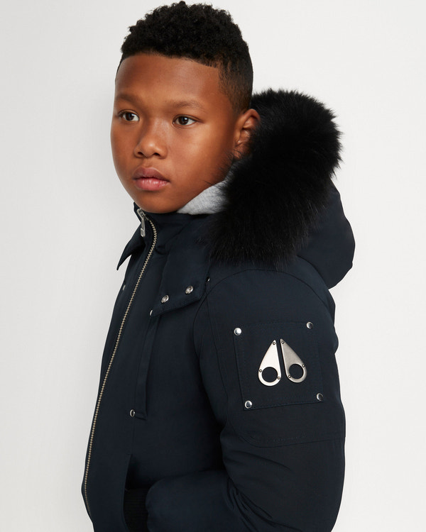 Moose Knuckles KIDS UNISEX ORIGINAL SHEARLING TRIM BOMBER NAVY/BLACK