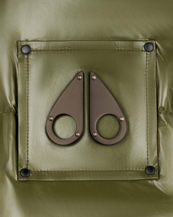 Moose Knuckles KINGS PUFFER SHEARLING TRIM JACKET MOSS