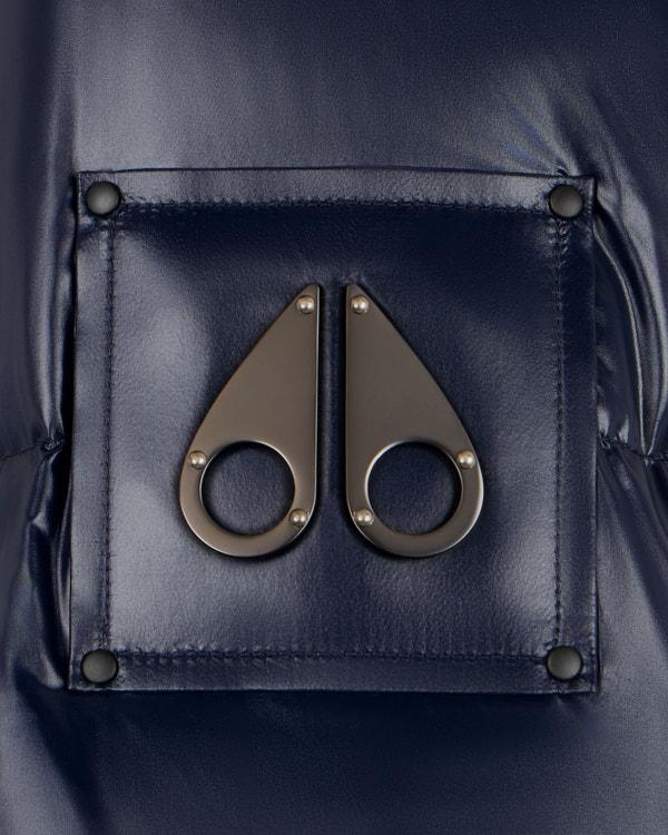 Moose Knuckles KINGS PUFFER SHEARLING TRIM JACKET NAVY