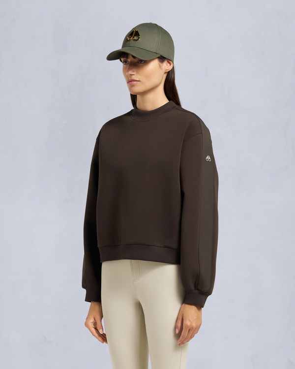 Moose Knuckles MIX MEDIA CREWNECK SWEATSHIRT ESPRESSO