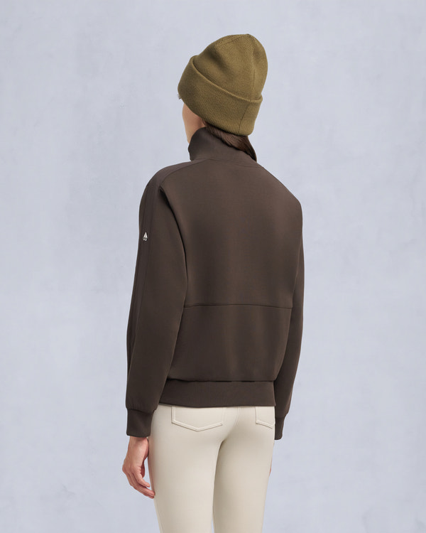 Moose Knuckles MIX MEDIA QUARTER ZIP SWEATER ESPRESSO