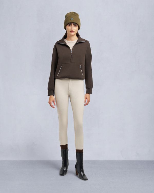 moose knuckles MIX MEDIA QUARTER ZIP SWEATER ESPRESSO