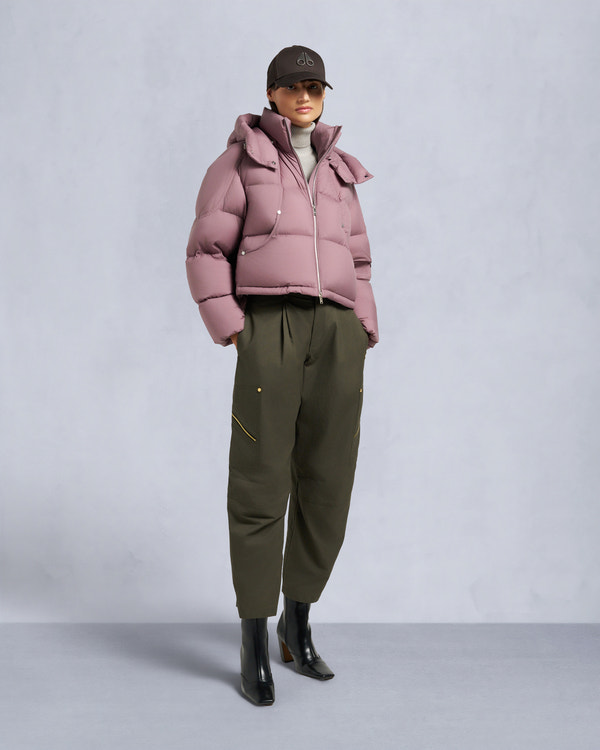 moose knuckles AKAI CROPPED PUFFER MAUVE