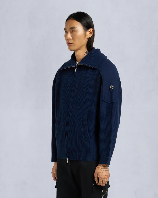 Moose Knuckles COLSON FULL-ZIP SWEATER NAVY