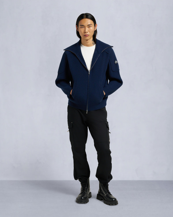 moose knuckles COLSON FULL-ZIP SWEATER NAVY