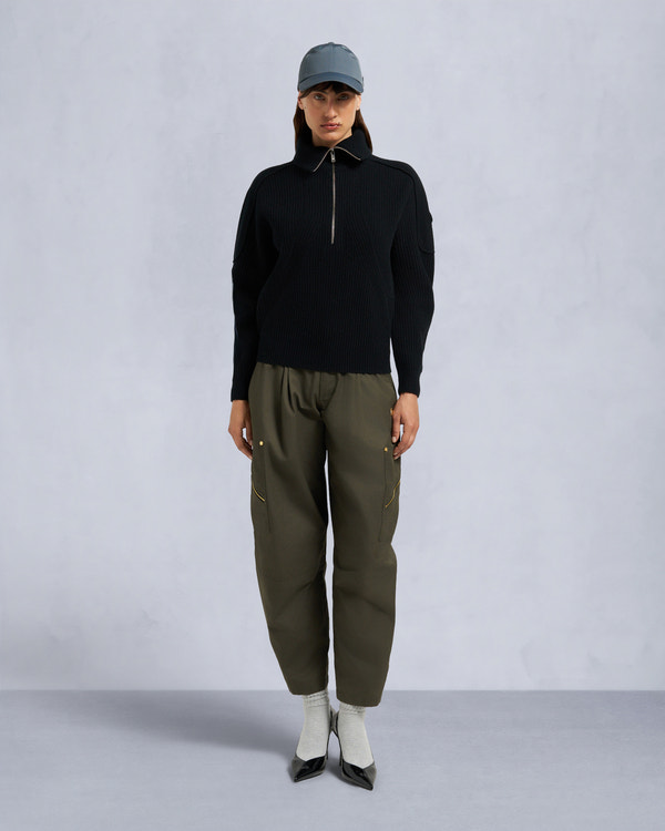 moose knuckles CORINA QUARTER-ZIP SWEATER BLACK