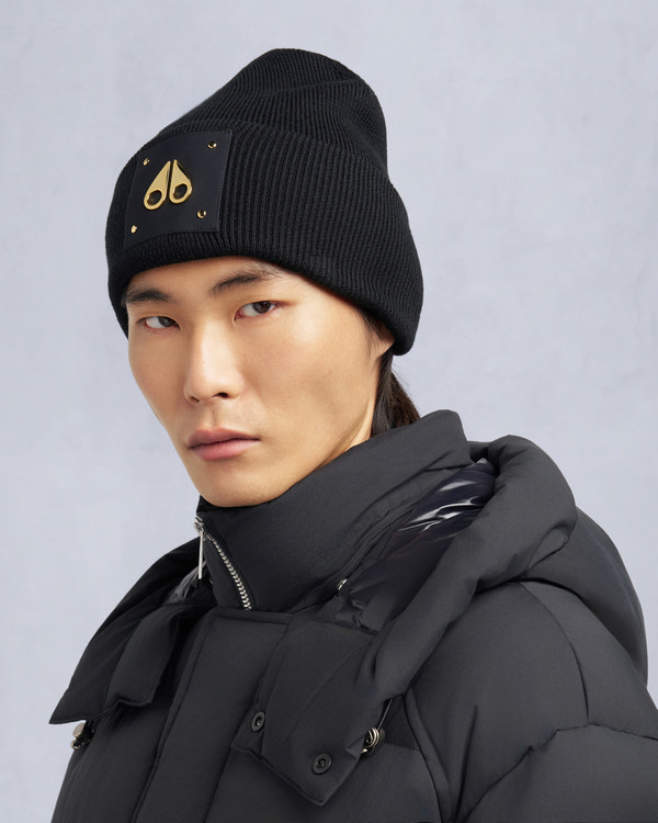 Moose Knuckles GOLD SERIES LOGO ICON BEANIE BLACK