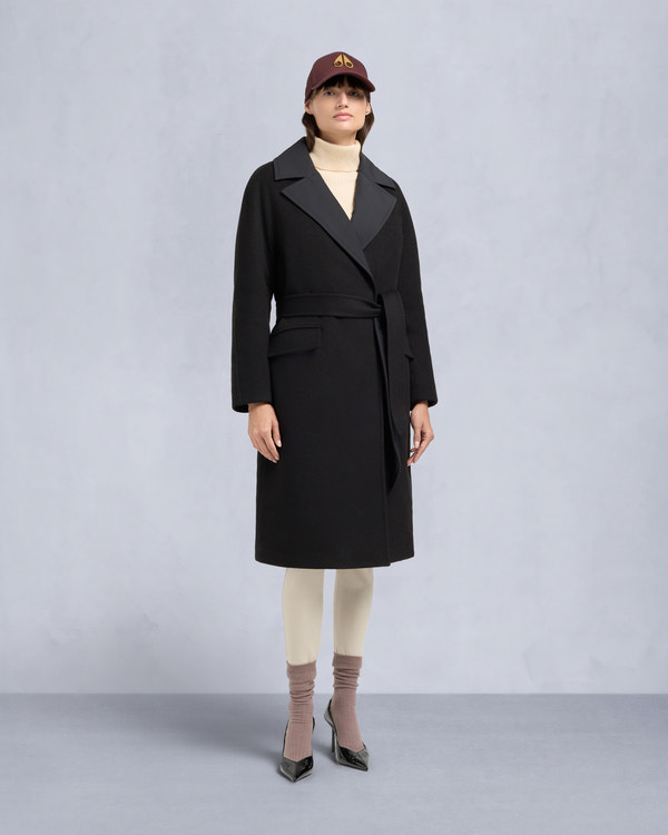 Moose Knuckles LAFLEUR WOOL LONG WRAP COAT BLACK