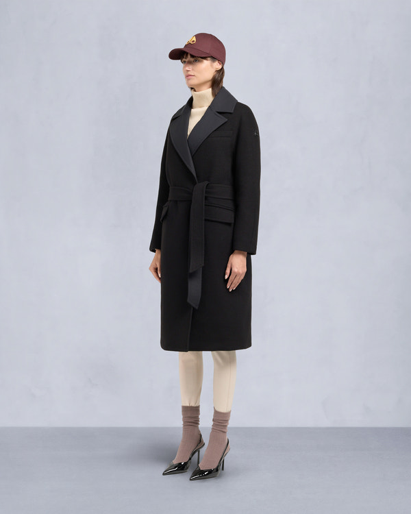 Moose Knuckles LAFLEUR WOOL LONG WRAP COAT BLACK