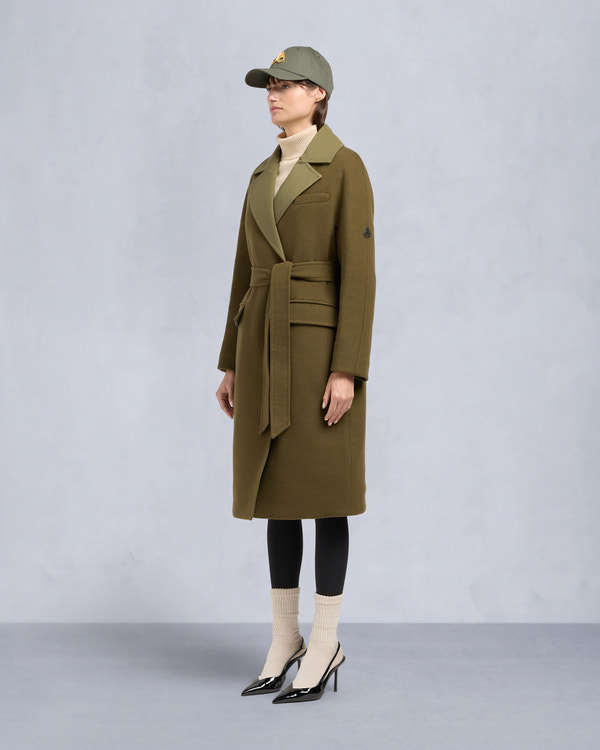moose knuckles LAFLEUR WOOL LONG WRAP COAT MARSH