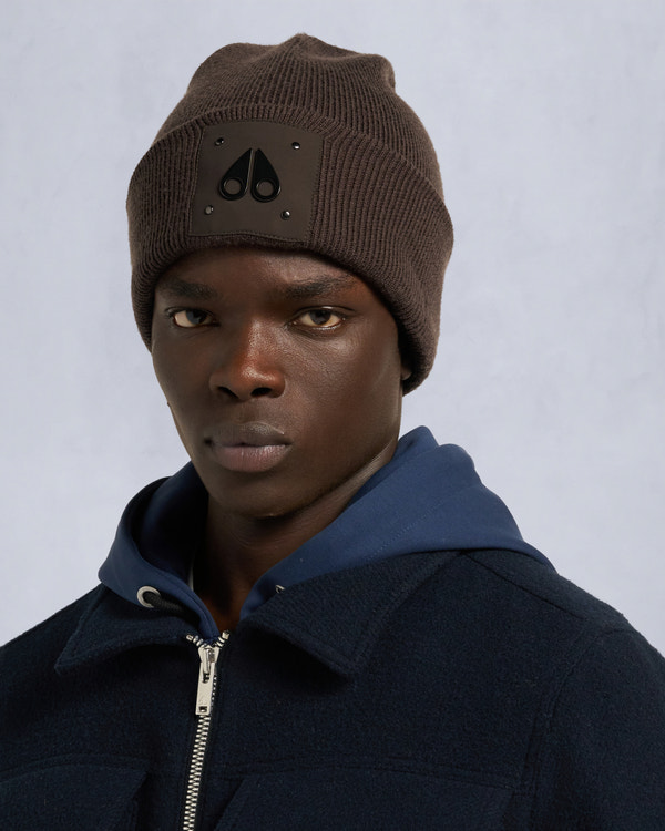 moose knuckles LOGO BEANIE UNISEX ESPRESSO
