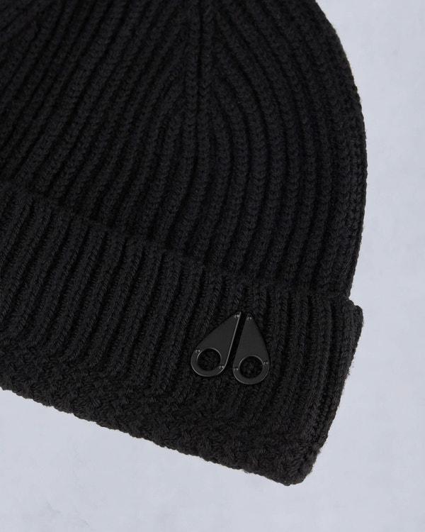 Moose Knuckles LOGO RIBBED BEANIE BLACK