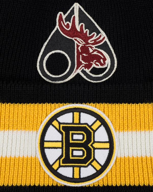 Moose Knuckles NHL X MOOSE KNUCKLES BRUINS BEANIE BLACK/YELLOW/BONE
