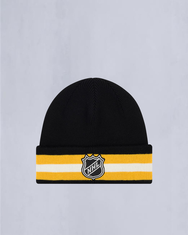 Moose Knuckles NHL X MOOSE KNUCKLES BRUINS BEANIE BLACK/YELLOW/BONE