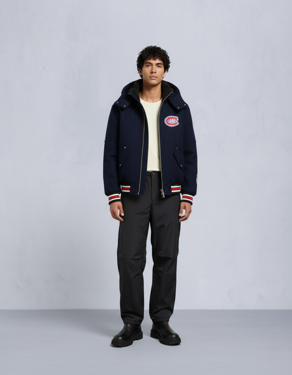 moose knuckles NHL X MOOSE KNUCKLES CANADIENS BOMBER JACKET NAVY/RED/BONE/BLACK