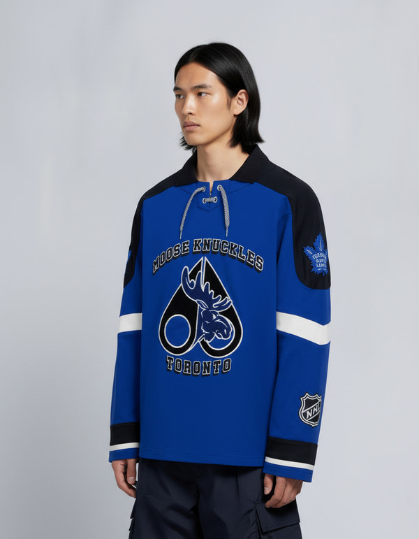 Moose Knuckles NHL X MOOSE KNUCKLES MAPLE LEAFS POLO BLUE/BLACK/BONE